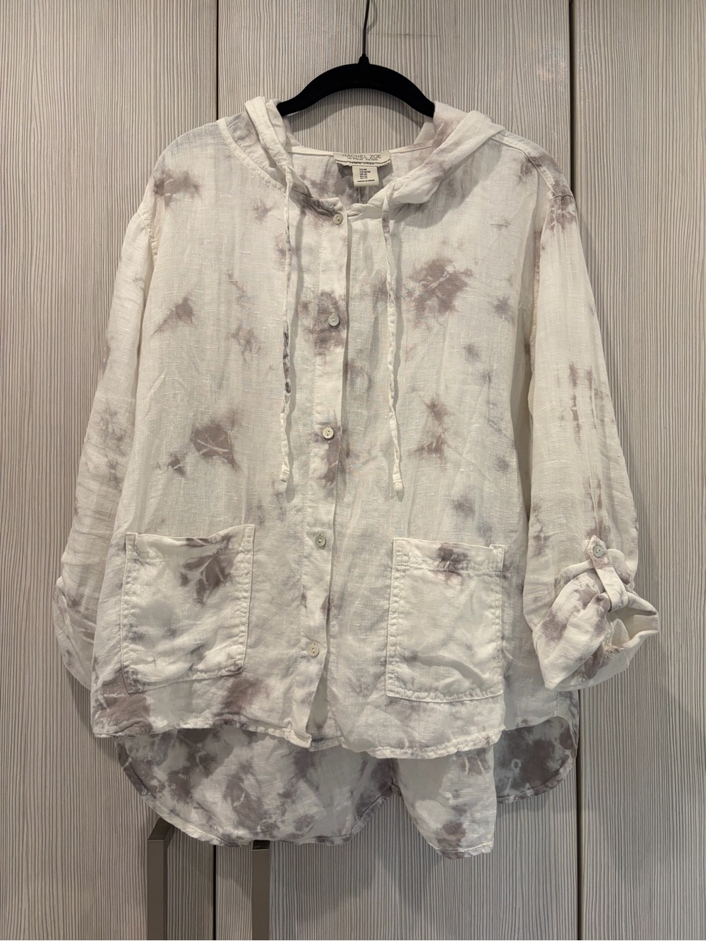 Rachel‎ Zoe 100% Linen Hooded Button Front Tunic Jacket Medium